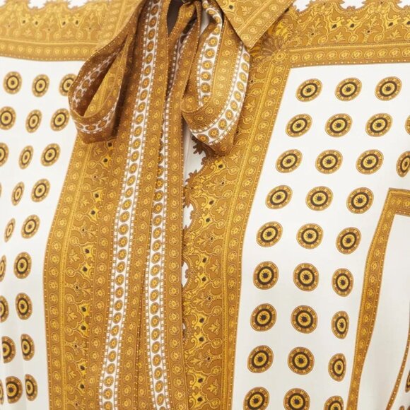 ZIMMERMANN SZ 8 DOTTED SCARF MIDI DRESS EUC NECK SASH WAIST BELT RELAXED - Picture 7 of 11